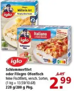 Multi Markt iglo Schlemmerfilet oder Filegro Ofenfisch Angebot