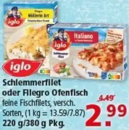 Multi Markt iglo Schlemmerfilet oder Filegro Ofenfisch Angebot