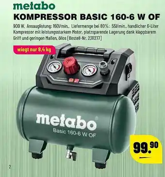 Leitermann Baumarkt Metabo Kompressor Basic 160-6 W Of Angebot