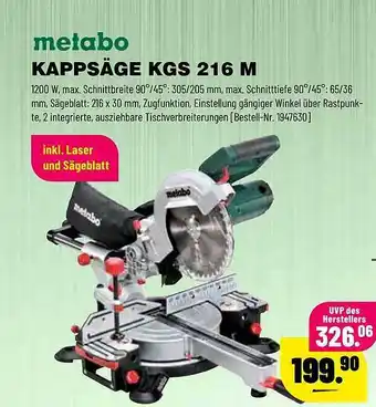 Leitermann Baumarkt Metabo Kappsäge KGS 216 M Angebot