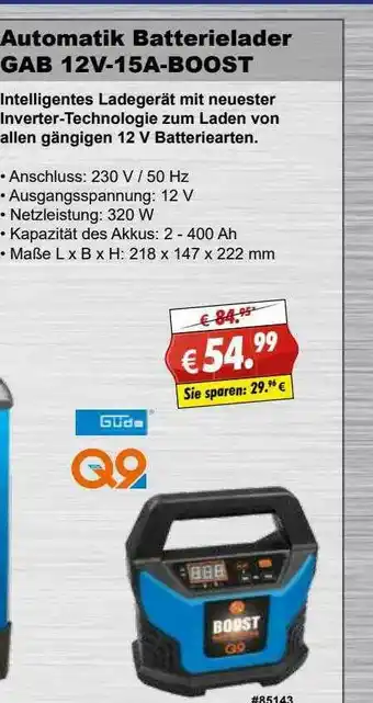 Stabilo Fachmarkt Automatik Batterielader Gab 12v-15a-boost Angebot