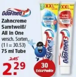 Multi Markt Odolmed3 Zahncreme Samtweiẞ/ All in One Angebot