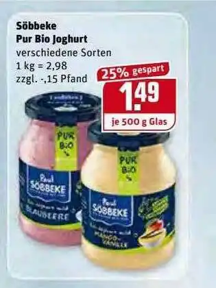 REWE Kaufpark Söbbeke Pur Bio Joghurt Angebot