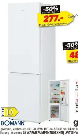 Höffner Bomann kühl-/gefrierkombination „kg 184.1“ Angebot