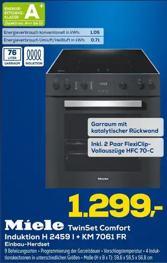 Euronics Miele twinset comfort induktion h 2459 i + km 7061 fr einbau-herdset Angebot