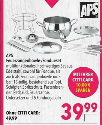 CITTI Markt Aps Feuerzangenbowle- Fondueset Angebot