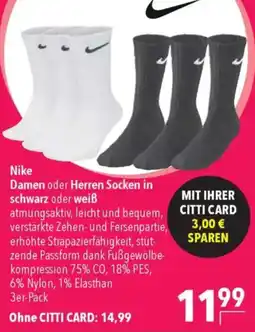 CITTI Markt Nike Damen oder Herren Socken in schwarz oder weiß Angebot
