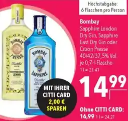 CITTI Markt Bombay Sapphire London Dry Gin Angebot