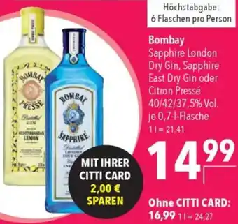 CITTI Markt Bombay Sapphire London Dry Gin Angebot