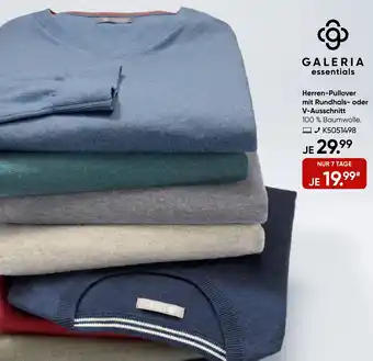 Galeria GALERIA essentials Herren-Pullover mit Rundhals- oder V-Ausschnitt Angebot