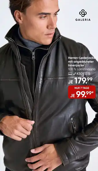 Galeria GALERIA Herren-Lederjacke mit angedeuteter Innenjacke Angebot