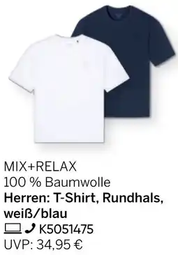 Galeria Herren: T-Shirt, Rundhals, weiẞ/blau Angebot