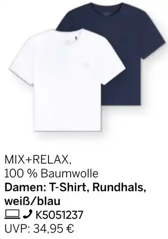 Galeria Damen: T-Shirt, Rundhals, weiẞ/blau Angebot