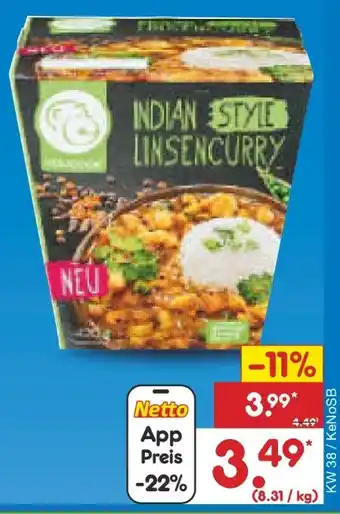 Netto Marken-Discount YouCook Fertiggericht Indian Style Linsencurry Angebot