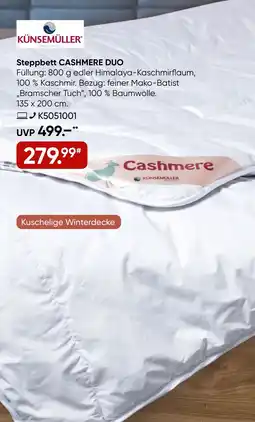 Galeria KÜNSEMÜLLER Steppbett CASHMERE DUO Angebot