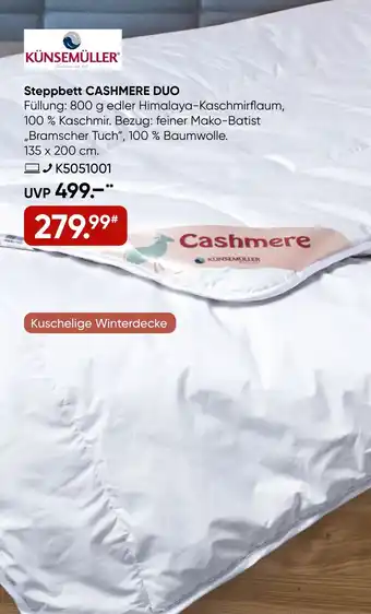 Galeria KÜNSEMÜLLER Steppbett CASHMERE DUO Angebot