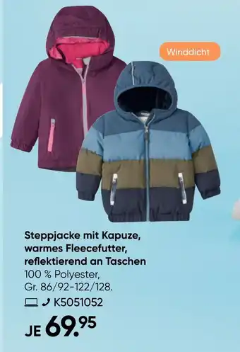 Galeria killtec Steppjacke mit Kapuze, warmes Fleecefutter, reflektierend an Taschen Angebot