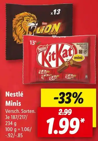 Lidl Nestlé schokoriegel minis Angebot