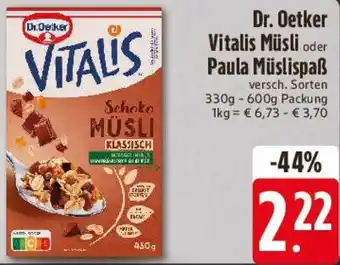 E-Center Dr. Oetker Vitalis Müsli oder Paula Müslispaẞ Angebot