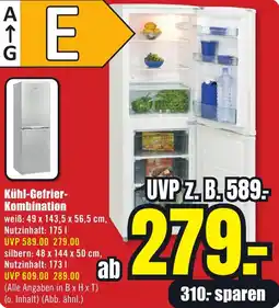 B1 Discount Baumarkt Kühl-Gefrier Kombination Angebot