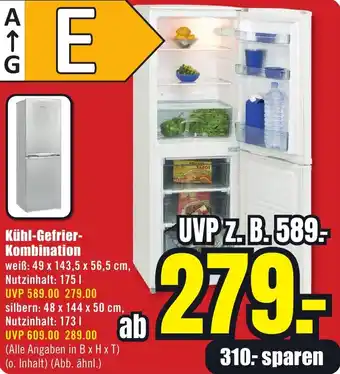 B1 Discount Baumarkt Kühl-Gefrier Kombination Angebot