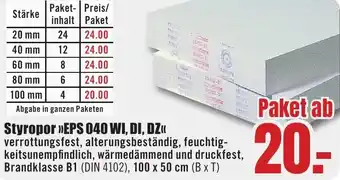 B1 Discount Baumarkt Styropor EPS 040 WI, DI, DZ Angebot