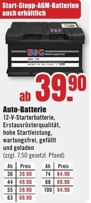 B1 Discount Baumarkt Auto-Batterie Angebot