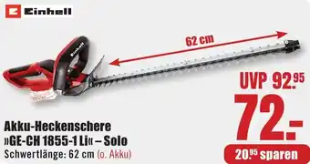 B1 Discount Baumarkt Einhell Akku-Heckenschere GE-CH 1855-1 Li Solo Angebot