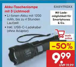 Netto Marken-Discount Easymaxx akku-taschenlampe mit 3 lichtmodi Angebot