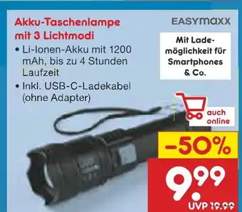 Netto Marken-Discount Easymaxx akku-taschenlampe mit 3 lichtmodi Angebot