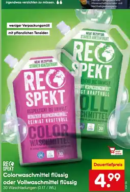 Netto Marken-Discount Respekt colorwaschmittel flüssig oder vollwaschmittel flüssig Angebot