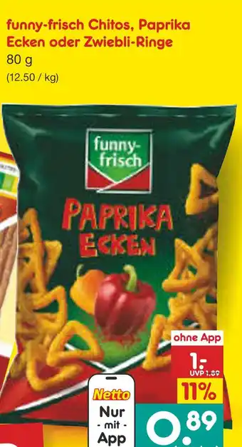 Netto Marken-Discount Funny-frisch chitos, paprika ecken oder zwiebli-ringe Angebot