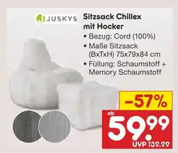 Netto Marken-Discount Juskys sitzsack chillex mit hocker Angebot