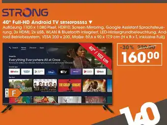 V Markt Strong 40 full-hd android tv srt40fd5553 Angebot