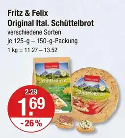 V Markt Fritz & felix original ital. schüttelbrot Angebot