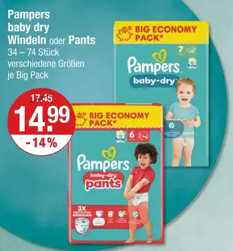 V Markt Pampers baby-dry windeln Angebot