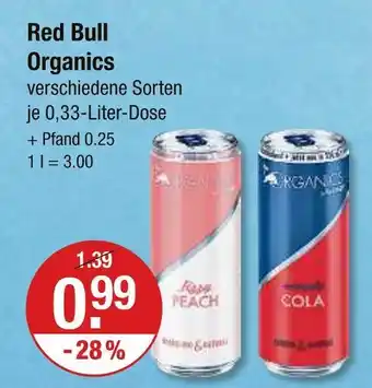 V Markt Red bull organics - viva peach Angebot