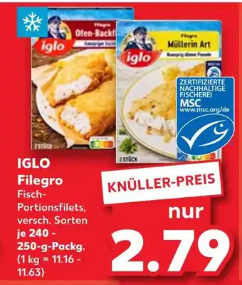 Kaufland Iglo filegro fisch-portionsfilets ofen-backfisch Angebot