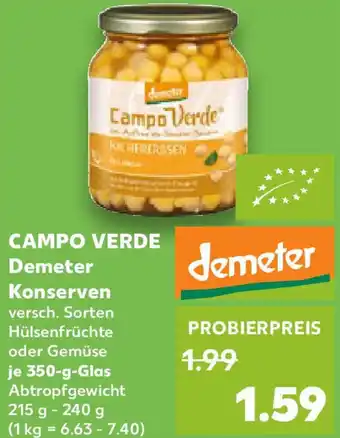 Kaufland CAMPO VERDE Demeter Konserven Angebot