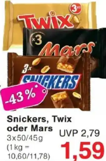 Jawoll Snickers, Twix oder Mars Angebot