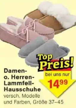 Jawoll Damen- o. Herren- Lammfell- Hausschuhe Angebot