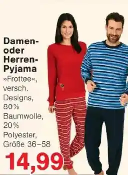 Jawoll Damen- oder Herren- Pyjama Angebot