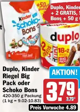 AEZ Duplo, kinder riegel big pack oder schoko bons Angebot