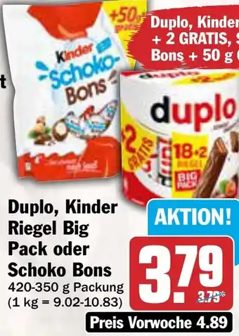 AEZ Duplo, kinder riegel big pack oder schoko bons Angebot