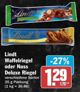 AEZ Lindt Waffelriegel oder Nuss Deluxe Riegel Angebot