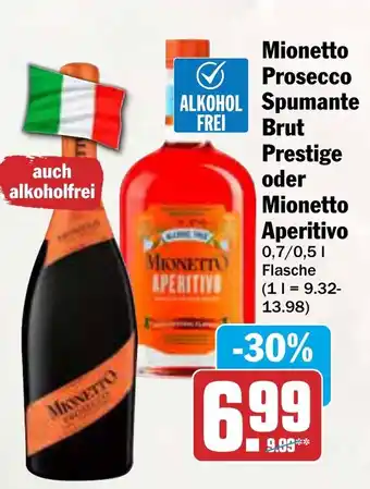 AEZ Mionetto Prosecco Spumante Brut Prestige oder Mionetto Aperitivo Angebot