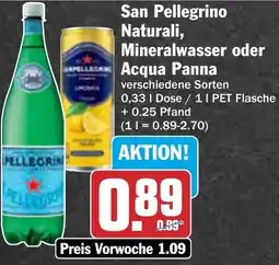 AEZ San Pellegrino Naturali, Mineralwasser oder Acqua Panna Angebot