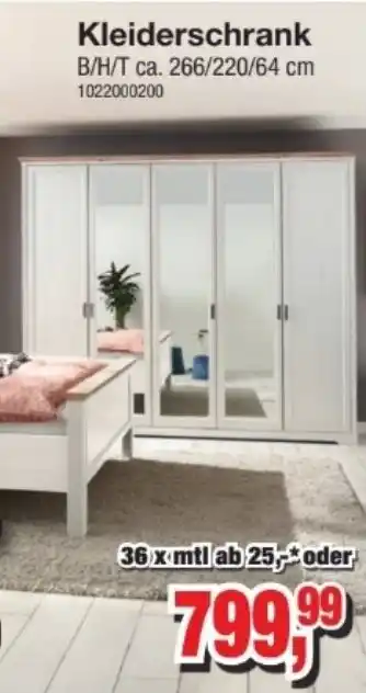 Möbelfundgrube Kleiderschrank B/H/T ca. 266/220/64 cm Angebot