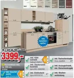 Möbelfundgrube xpress Küchenblock Win, ca. 390 cm, crema Angebot
