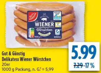 diska Gut & Günstig Delikatess Wiener Würstchen Angebot